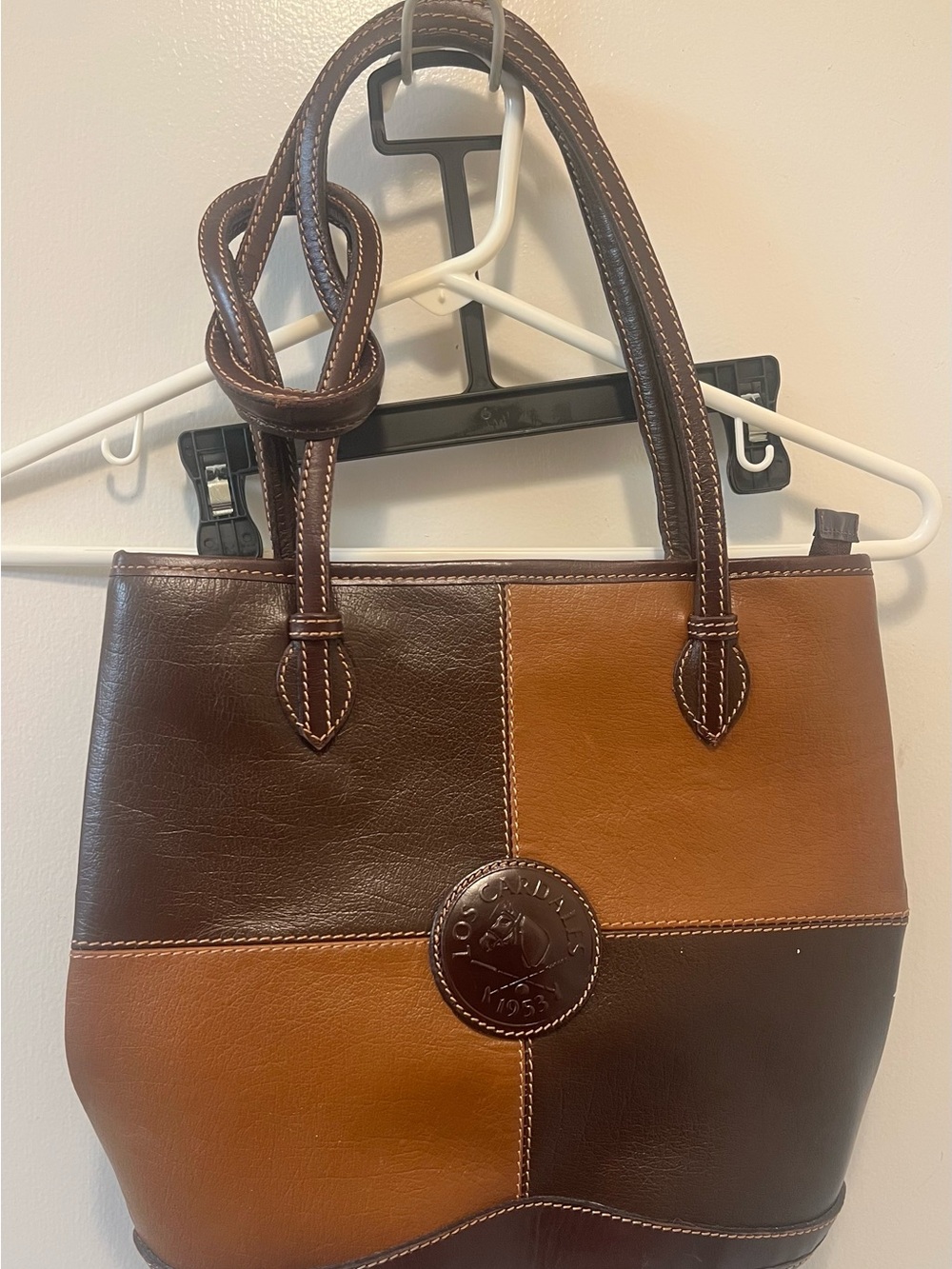 Patchwork Two-Tone Brown Leather Shoulder Bag